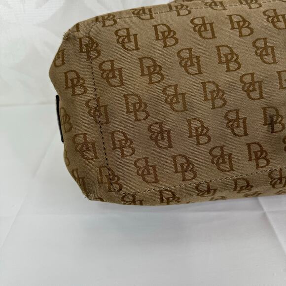Dooney & Bourke Monogram Logo Double Pockets Canvas Leather Satchel Bag - Picture 9 of 16